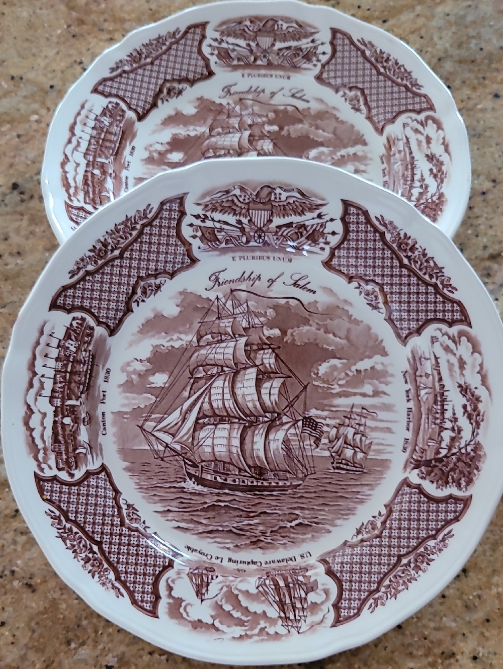 Fair Winds by Alfred Meakin Staffordshire England Brown Dinner Plates, Set Of 2